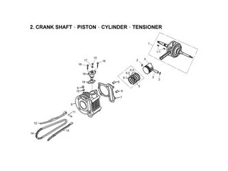 CRANKSHAFT, PISTON, CYLINDER, TENSIONER