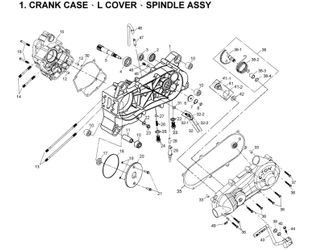 CRANK CASE, L COVER, SPINDLE ASSY.