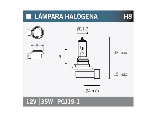 Pære 12V 35W H8 Halogen bilde 1