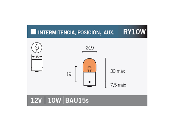 PÆRE 12v 10W BAU15S BAJONETT ORANGE ( tapper ikke i senter) bilde 1