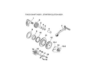 KICK SHAFT ASSY., STARTER, CLUTCH ASSY.