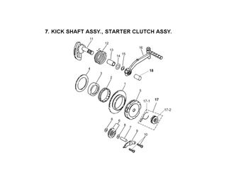 KICK SHAFT ASSY, STARTER CLUTCH ASSY. 