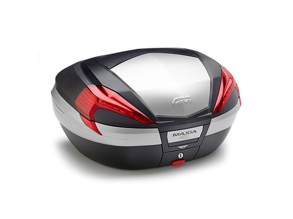 Toppboks V56N Monokey 56 ltr. sort/sølv med aluminium finish med røde bilde 1