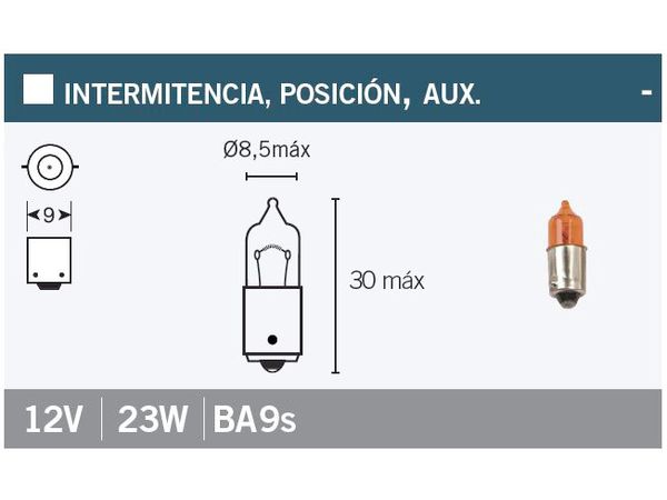 PÆRE 12V 23W BA9S TIL MINI BLINKLYS Orange bilde 1