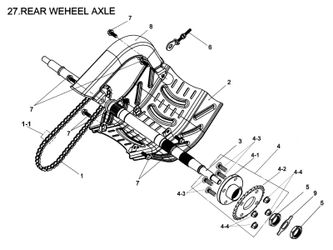 REAR WHEEL AXLE